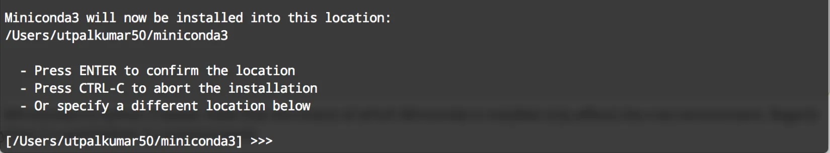 Miniconda installer prompt, step 3
