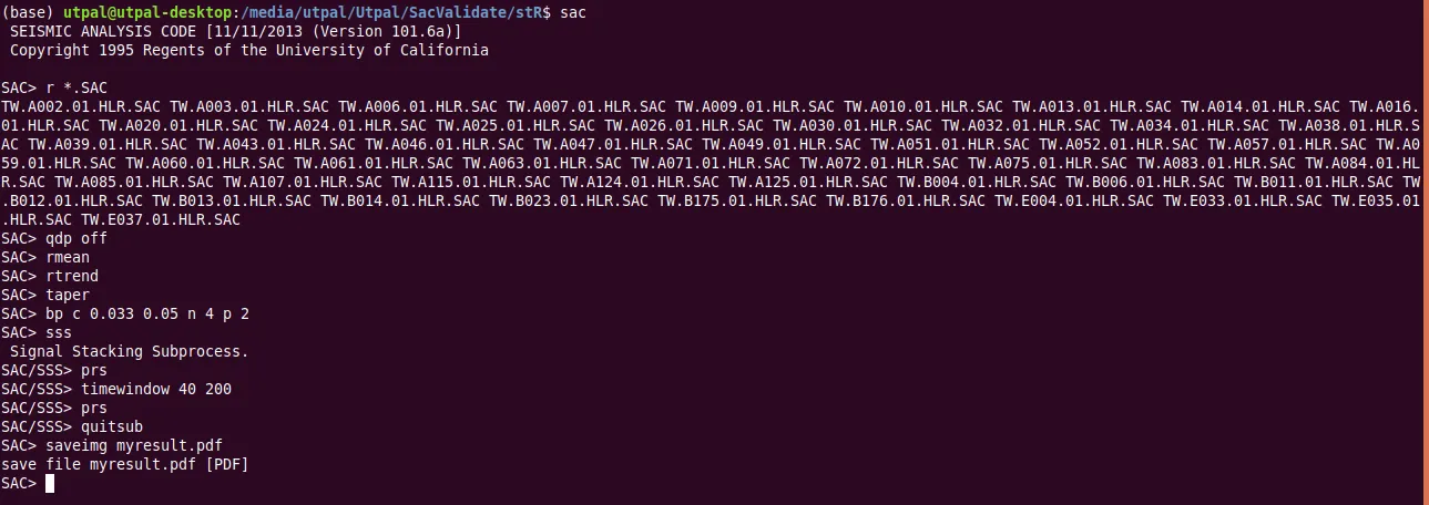 Plot record section using SAC software