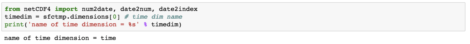The name of the time dimension