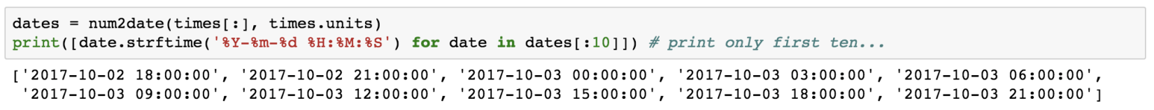 The first ten decoded calendar dates