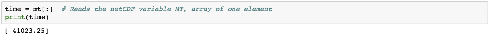 The MT time values read into an array