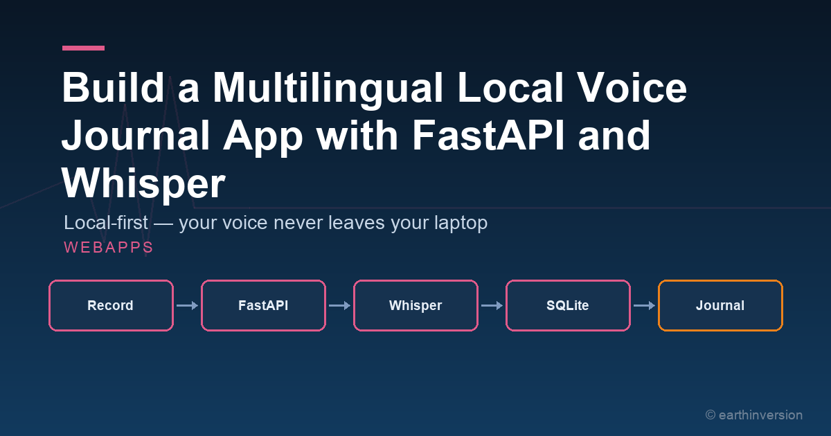 Build a multilingual local voice journal app with fastapi and whisper (beginner guide)
